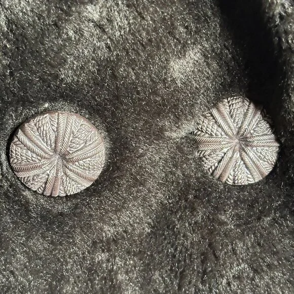 Vintage 70s Double Breasted Faux Fur Coat Large Buttons Pockets Orange Lining - Picture 3 of 10